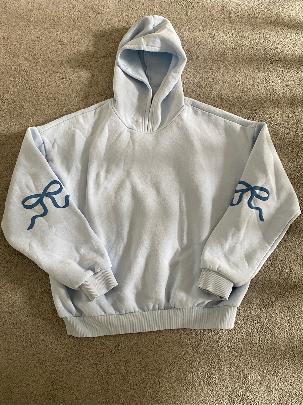 Edikted Light Blue Pull Over Hoodie With Bows